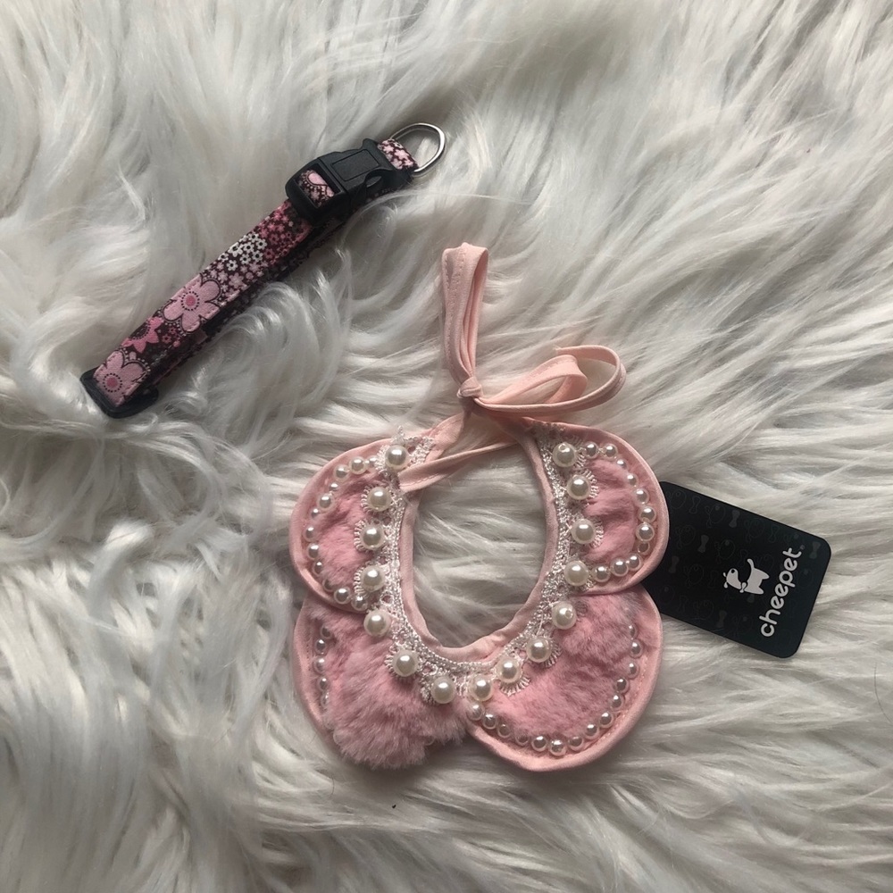 Pink Dog Collar Set